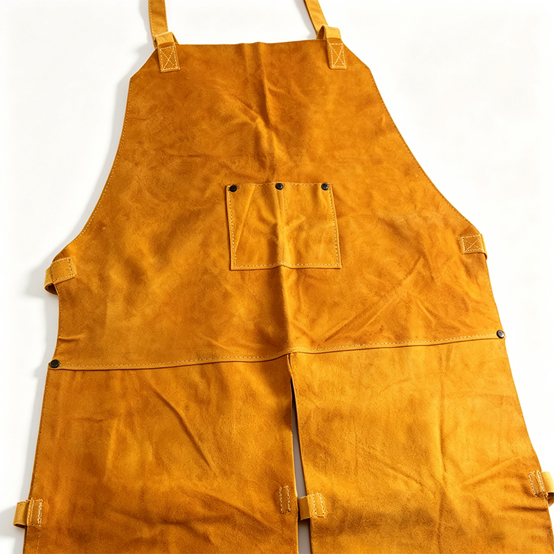Single Front Split-Leg Leather Welding Work Apron Pants