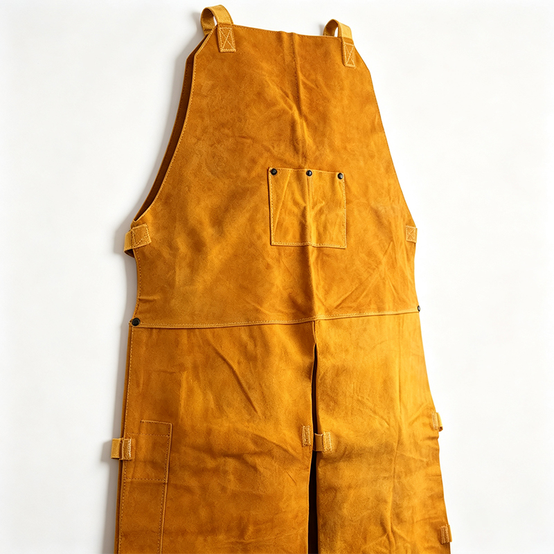 Single Front Split-Leg Leather Welding Work Apron Pants