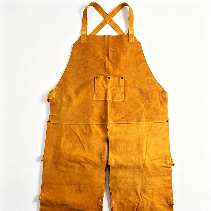 Single Front Split-Leg Leather Welding Work Apron Pants