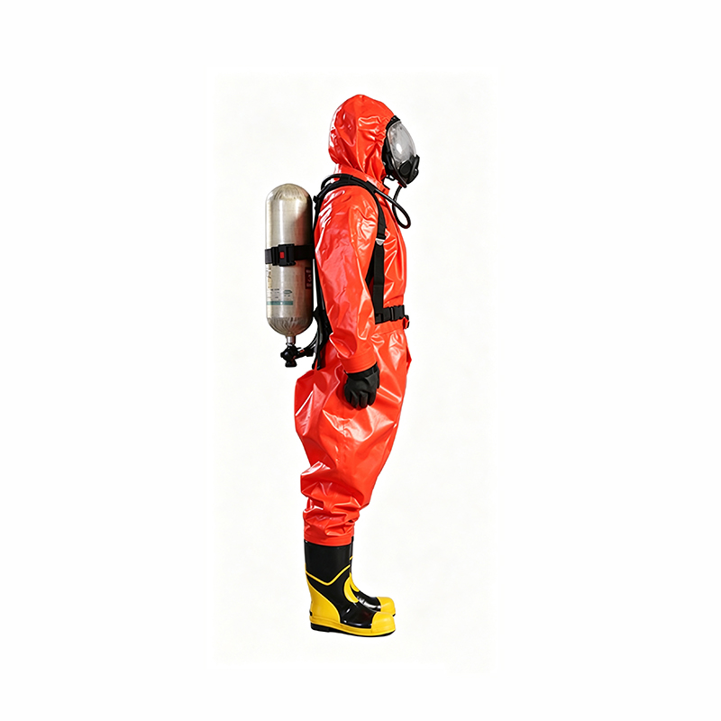 Polouzavřený chemický ochranný oblek typu respirátoru